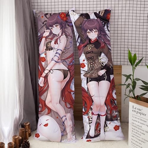 Genshin Impact Pillowcase Hu Tao Body Pillow Case Cover Dakimakura(59.1x19.7in/150x50cm)
