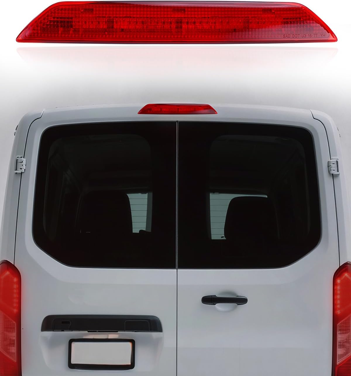 OKLPF Center High Mount Stop Light Compatible With 2014 2015 2016 2017 2018 2019 2020 2021 2022 2023 Ford Transit 150 250 350 350HD,Third Brake Lights Assembly Replace BK3113N408AJ BK3Z13466A