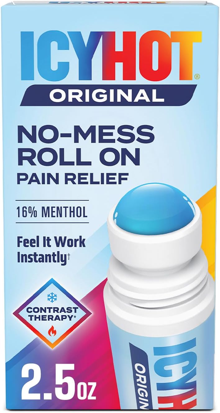 Icy Hot Original Pain Relief No-Mess Roll-On, 2.5 oz, Max Strength Menthol
