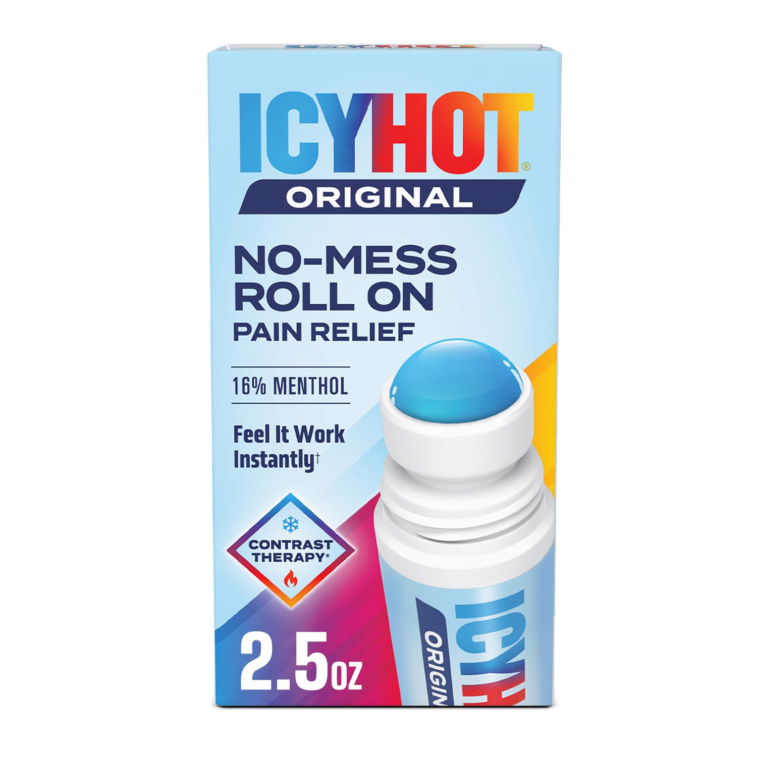 Icy Hot Original Medicated Pain Relief Liquid with No Mess Applicator, 2.5 Fluid Ounces