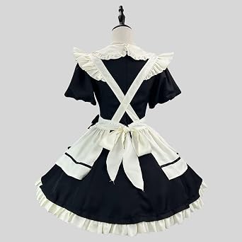 Maid Outfit for Women Costume Lingerie French Maid Cosplay Lolita Dress with Cat Ears Headwear Socks Set