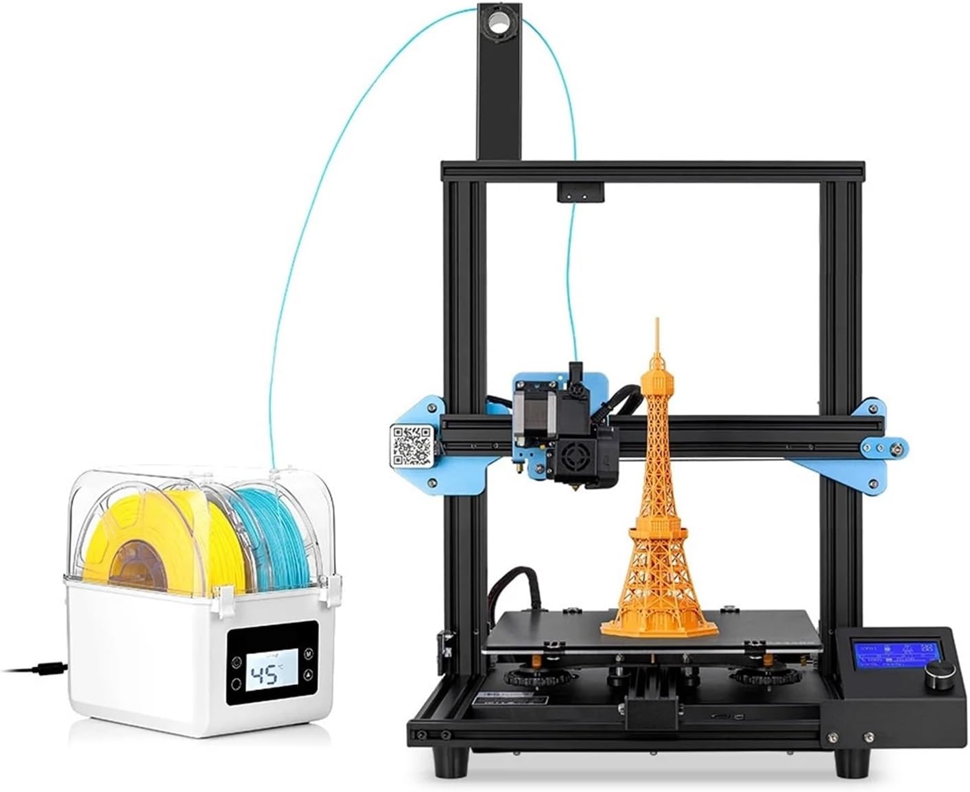 2 Rolls Filament Dehydrator Spool Holder Filaments Dry Box for 1.75mm, 2.85mm ABS PLA PETG TPU FDM Material 3D Printer(US Plug)