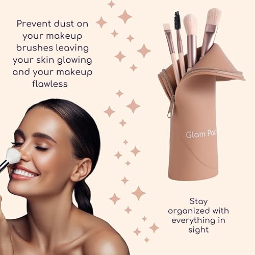 Miniatura 8 de GLAMPACK - Soporte para brochas de maquillaje de silicona, organizador de brochas de maquillaje de viaje, estuche para brochas de maquillaje,