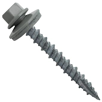 Metal ROOFING SCREWS 1000 10 x 1-1/2" Light Gray Hex Head Sheet Metal Roof Screw. Self starting metal to wood siding screws. EPDM washer. Colored head