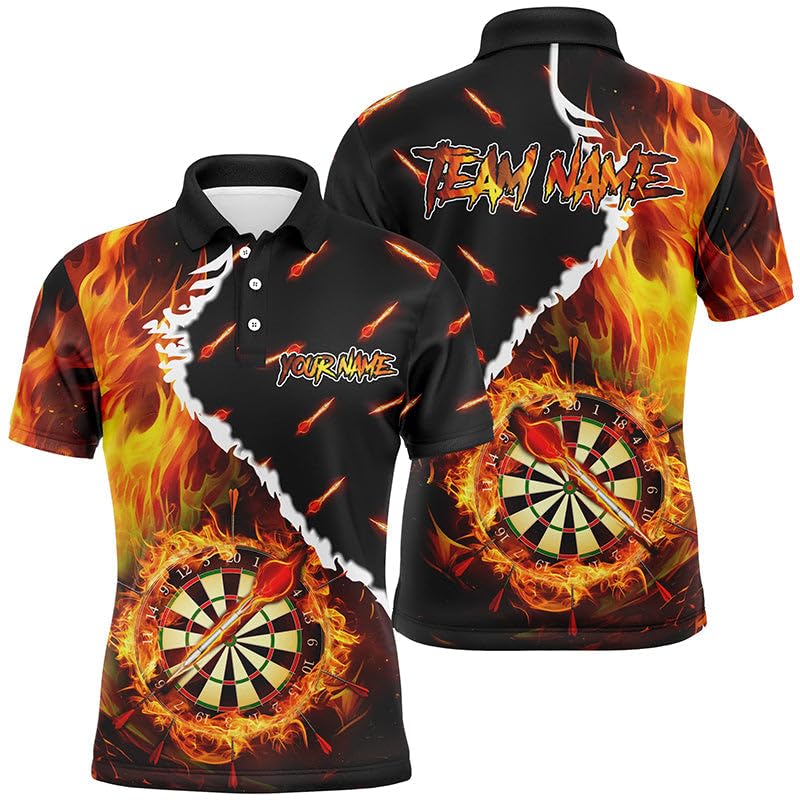 Personalisierte Dartscheibe mit Flammenmotiv - Individuelle Dartshirts für Herren & Damen, 3D-Bedruckte Dart-Team-Trikots T1819