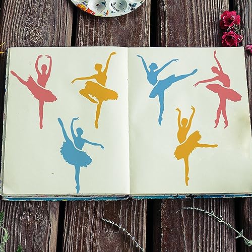 FINGERINSPIRE Ballerinas Stencil 30x30cm Dance Ballerina Silhouette Painting Stencil Plastic 5 Styles Ballet Dancer Patterns Stencil Reusable DIY Art and Craft Stencil for Wood Sign Home Decor - Image 4