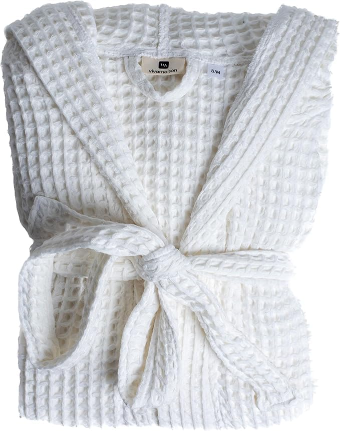 Unisex Hooded Waffle Robe for Women & Men 100% Turkish Cotton | Quick-Dry Bathrobe | Cozy Housecoat for Lounging - Image 2