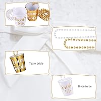 Vista 3 de Maitys 12 piezas de collar de cristal de chupito de novia con cuentas de plástico, lámina dorada para despedidas de soltera, fiestas nupciales Blanco