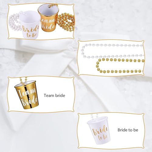 Miniatura 3 de Maitys 12 piezas de collar de cristal de chupito de novia con cuentas de plástico, lámina dorada para despedidas de soltera, fiestas nupciales