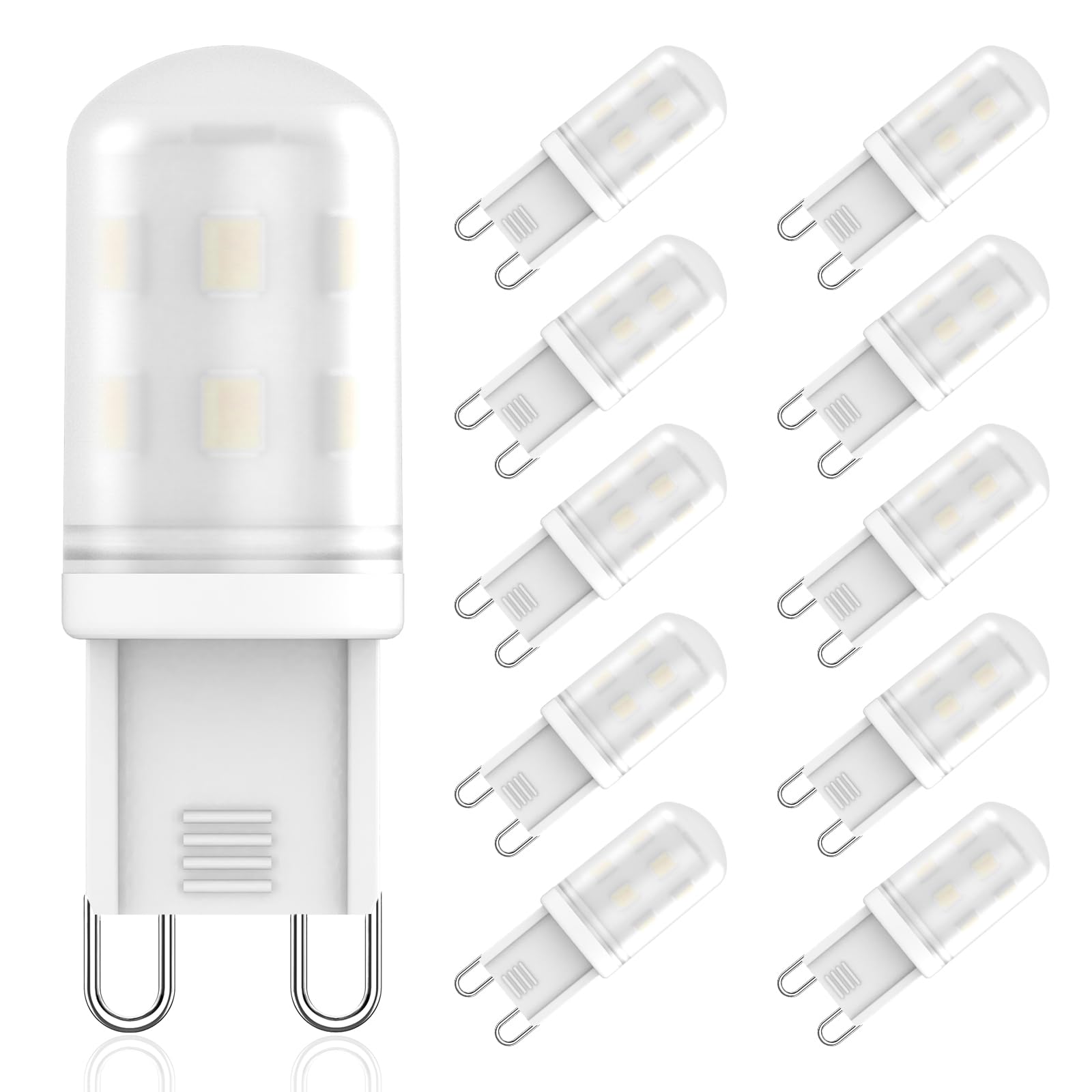 RuLEDne G9 LED Lampe 2W Ersatz Für Halogenlampe 28W 25W 20W, G9 LED Leuchtmittel Kaltweiß 6000K, AC 220V-240V, CRI 85+, Kein Flackern, 360 Grad Winkel, Nicht Dimmbar, 10er Pack