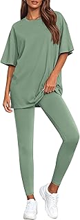 Two Piece Lounge Set Women 2026 Spring Casual Oversized Shirts Leggings Matching Workout Airport Travel Outfits