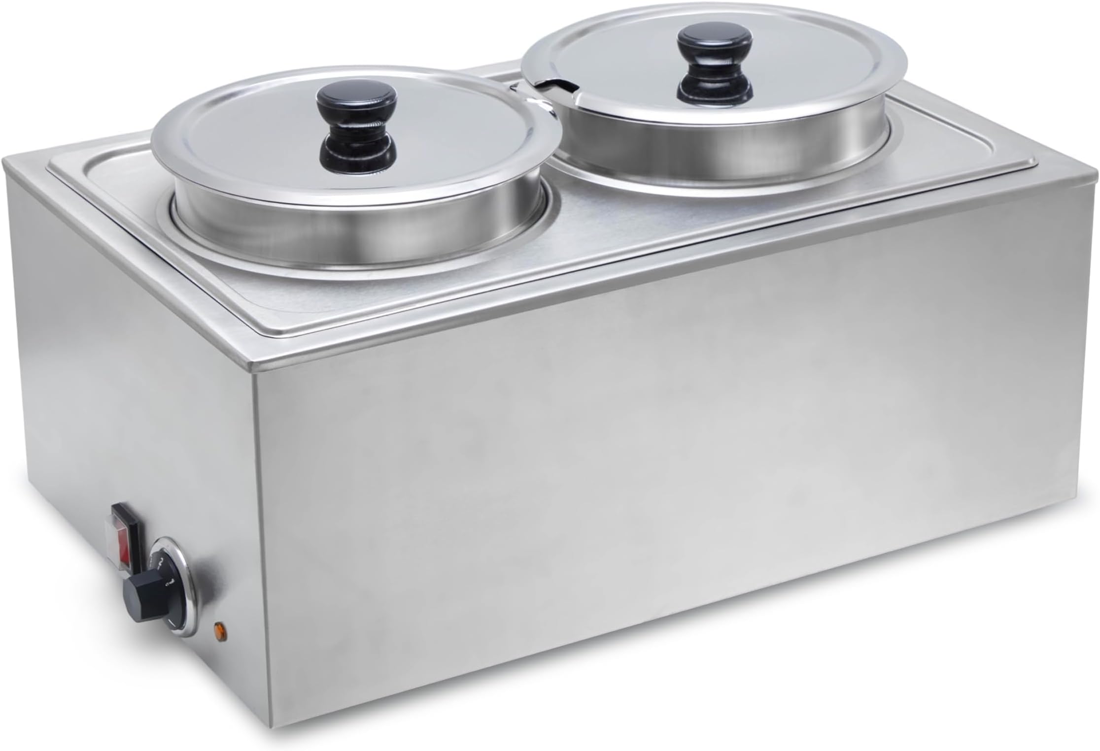 SYBO Commercial Grade Stainless Steel Bain Marie Buffet Food Warmer Steam Table for Catering and Restaurants (2 Round Pots)