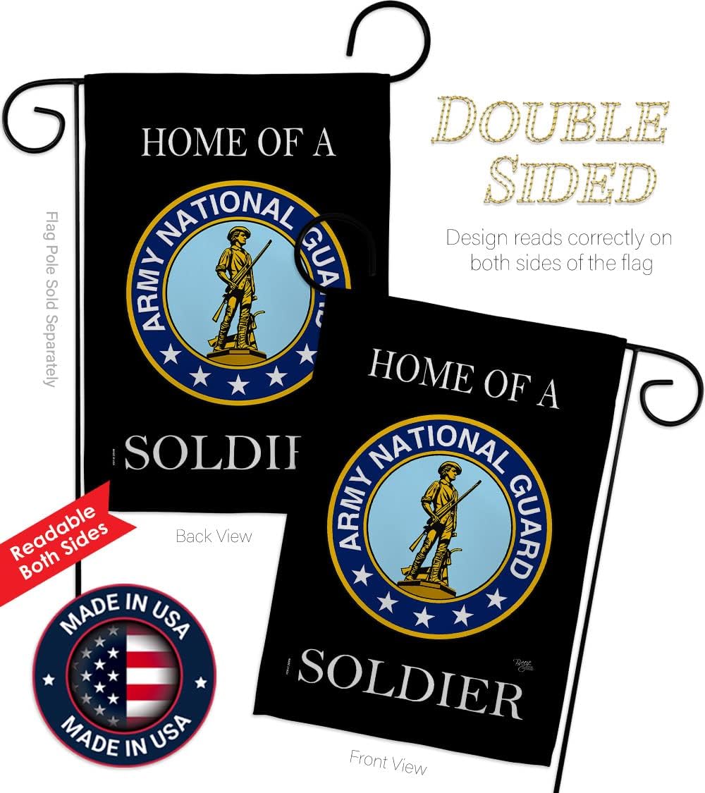 Breeze Decor Home of National Guard Soldier Flag Set with Stand Armed Forces ANG United State American Military Veteran Retire Official House Banner Small Yard Gift Double-Sided, Made in USA
