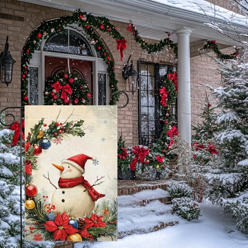 Drapeau de jardin bonhomme de neige double face抗风不褪色户外花园装饰旗
