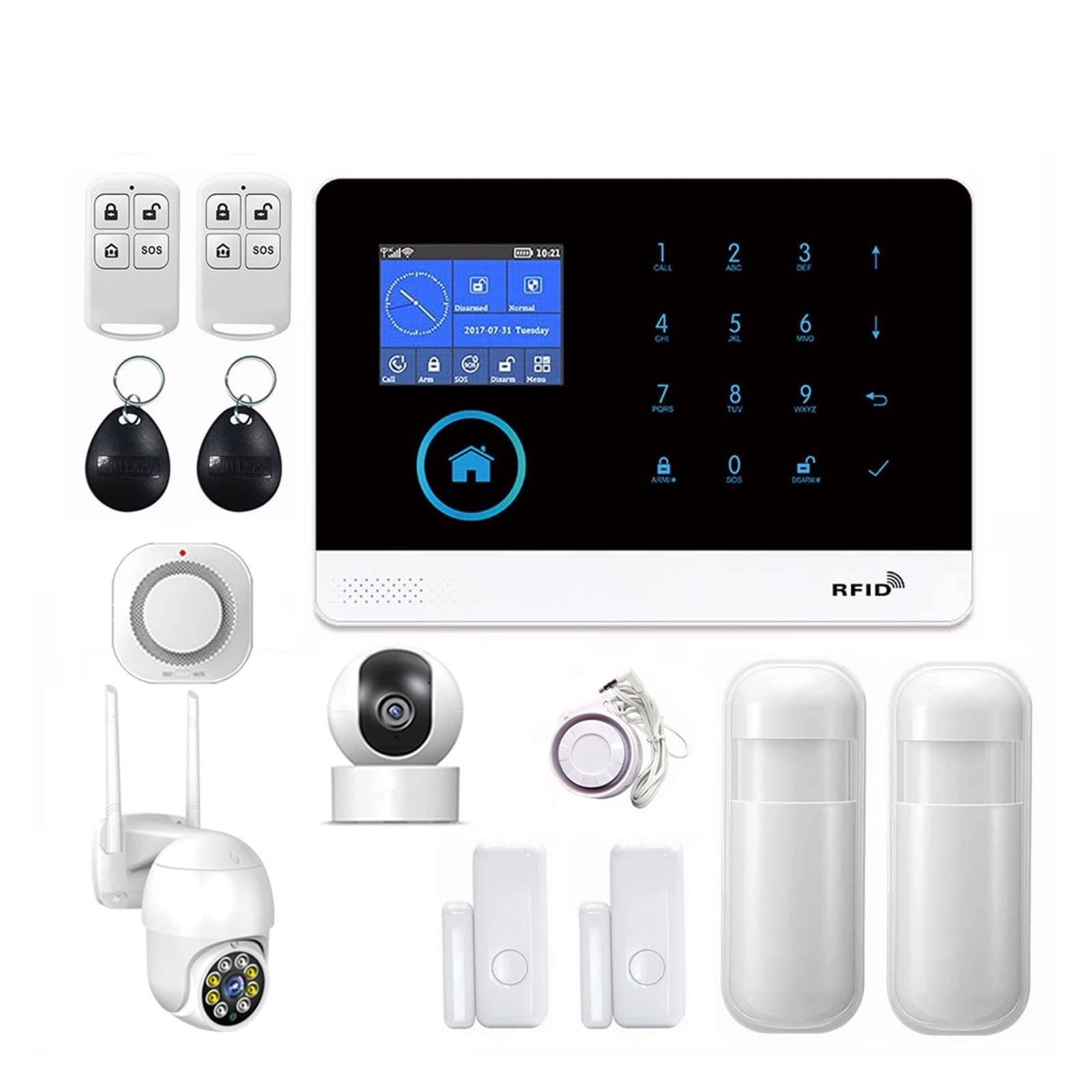 CUDTAPI Home Security Alarm System GSM Intercom Remote Control Autodial 433MHz Detectors Tuya APP(N)