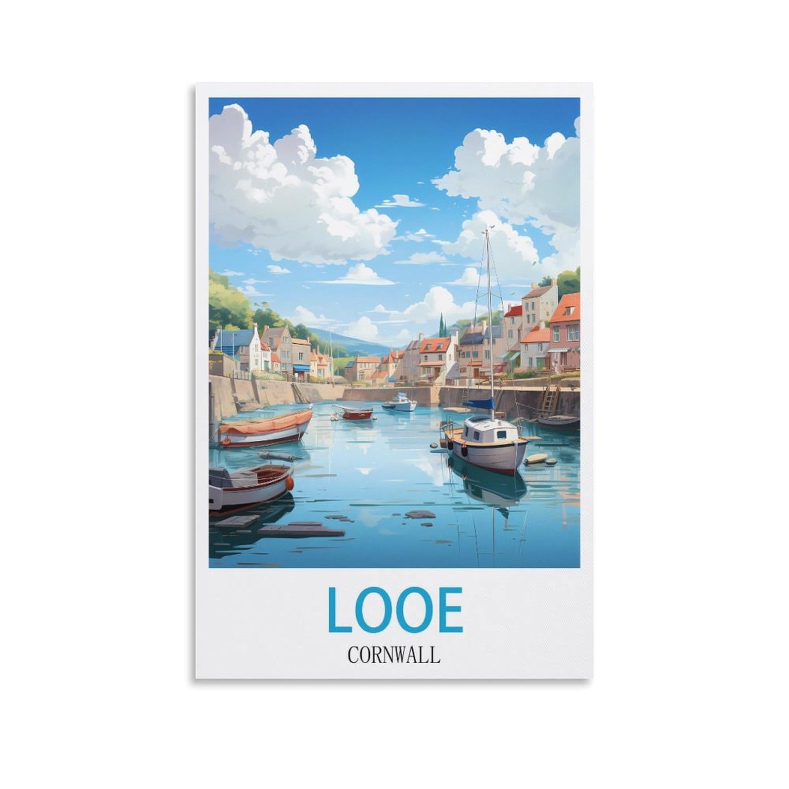 Ceyhno Unframe-Style Looe Cornwall Vintage Travel Poster 08X12inch(20X30cm) Canvas Art Poster And Wall Art Picture Print Modern Family Bedroom Decor