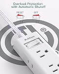 Travel Essentials - Flat Plug Power Bar, Addtam 5 ft Ultra Flat Extension Cord with 6 Outlets Extender, Multi Plug Outlet with No Surge Protector for Cruise Ship, Dorm Room, Home and Office Essentials
