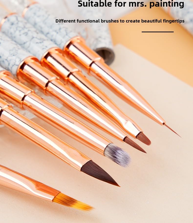 15pc Professional Nail Art Brush Set with Diamond Rhinestone Handles - Gel Polish, Liner, Detailing Brushes for Salon & DIY Nail Design