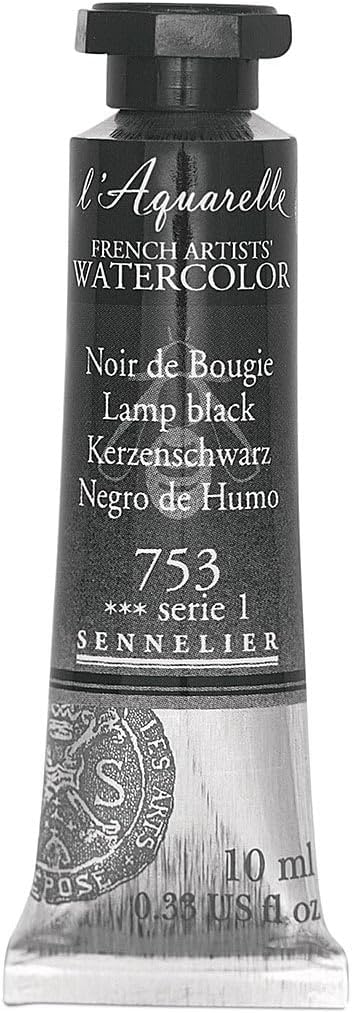 Sennelier French Artists' Watercolor, 10ml, Lamp Black S1