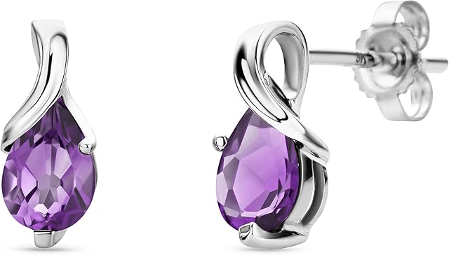 Orovi Gold Earrings for Women - Solid 9k /375 White/yellow Gold - Sapphire/Ruby/Emerald/Topaz/Amethyst/Aquamarine Gemstone Earrings - Hypoallergenic