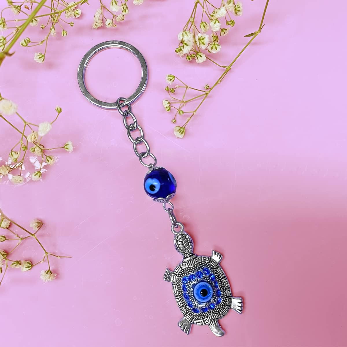 Evil Eye Keychain for Bike Car Keys Travel Bag School Bags | Evil Eye Tortoise Key Chain Gifts for Women Men | Lucky Turtle Keychains for Home with Key Ring Anti-Rust