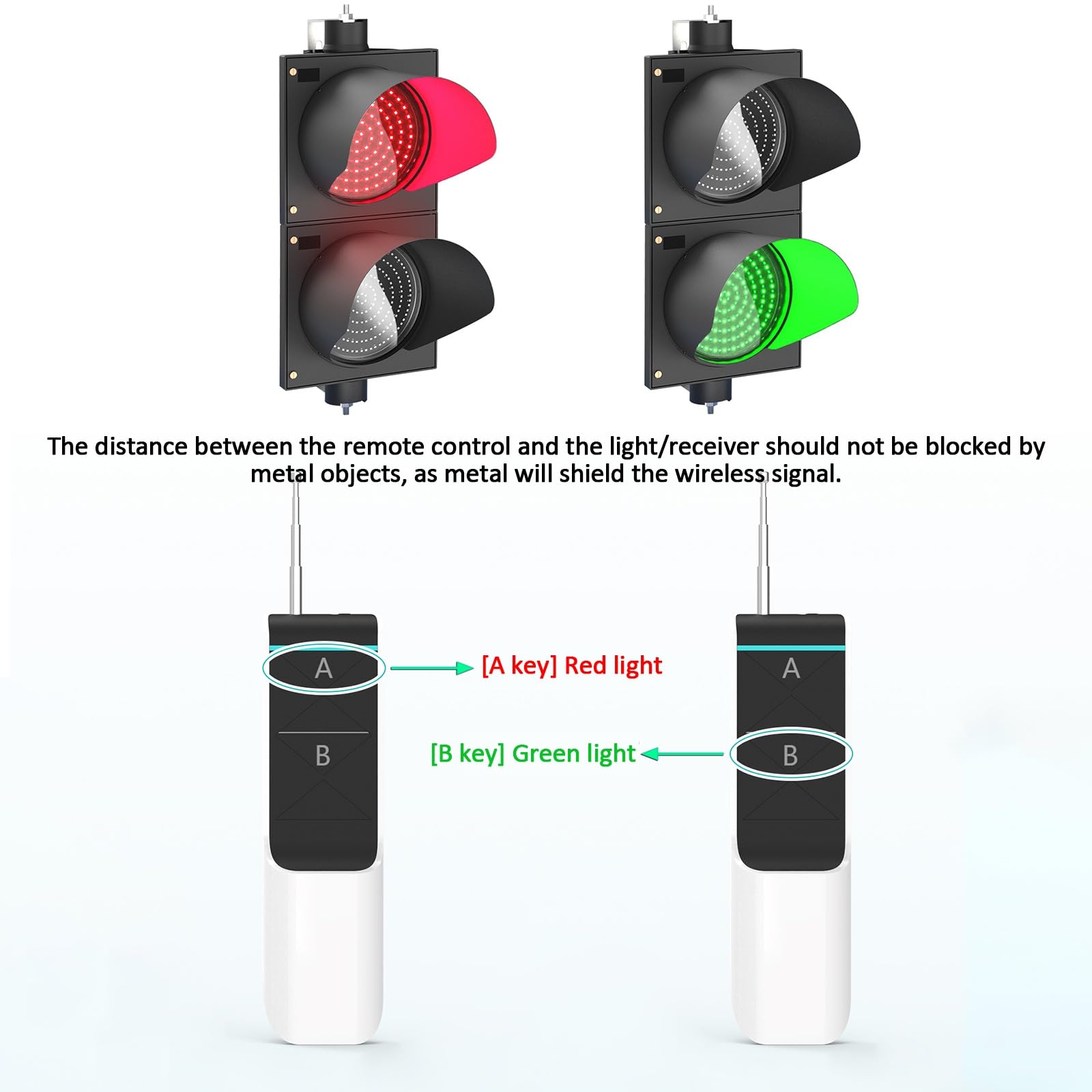 Semáforo LED de 200mm, Luz de Freno Bicolor Rojo/Verde con Control Remoto, Lámpara de Señalización Industrial, 100-240V, Plug and Play, para Carreteras, Peajes, Luces Indicadoras, Resistente al Agua