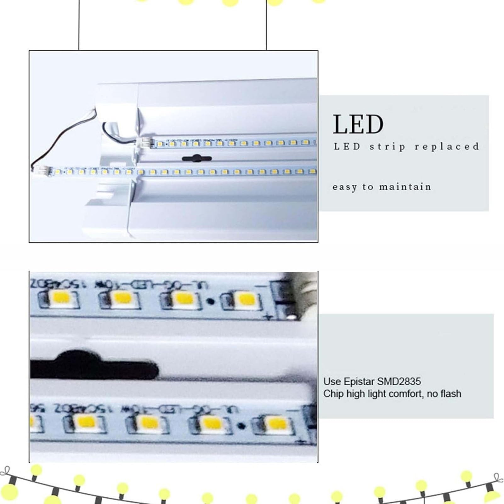 Liniowa lampa sufitowa LED, światło dzienne 3000/6500K, osłona przeciwpyłowa, do garażu, warsztatu, biura, ściany, kuchni (ciepłe światło, 2 stopy / 20 W)