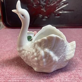 Amazon.co.jp: レトロ 陶器製 白鳥 スワン 小物入れ小物収納 : ホーム