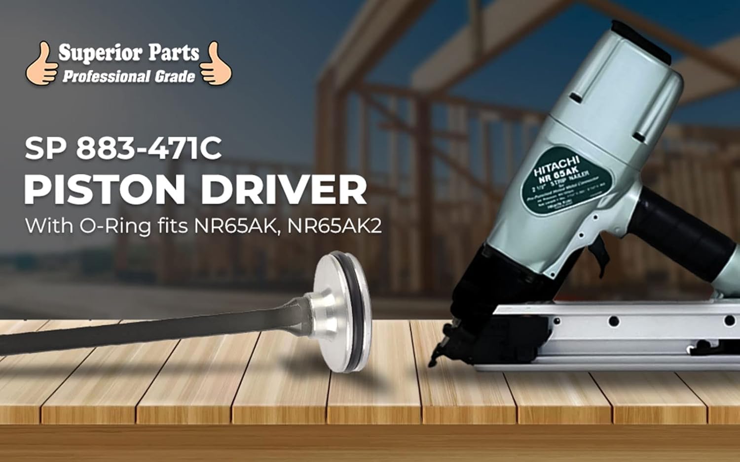 Superior Parts SP 883-471C Aftermarket Compatible With Hitachi Piston Driver Assembly Japanese Carbide with O-Ring Compatible with Hitachi NR65AK, NR65AK2