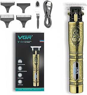 ماكينة حلاقة الشعر الاحترافية للرجال V 091 كهربائية قابلة لاعادة الشحن لتشذيب واللحية مع شفرة معدنية وشاشة من في جي ار تشذيب