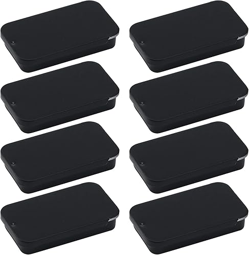 Caja de metal con tapa para guardar llaves del automóvil, galletas, lápiz, organizador de soporte (2.2 x 1.1 x 0.4 pulgadas, negro)