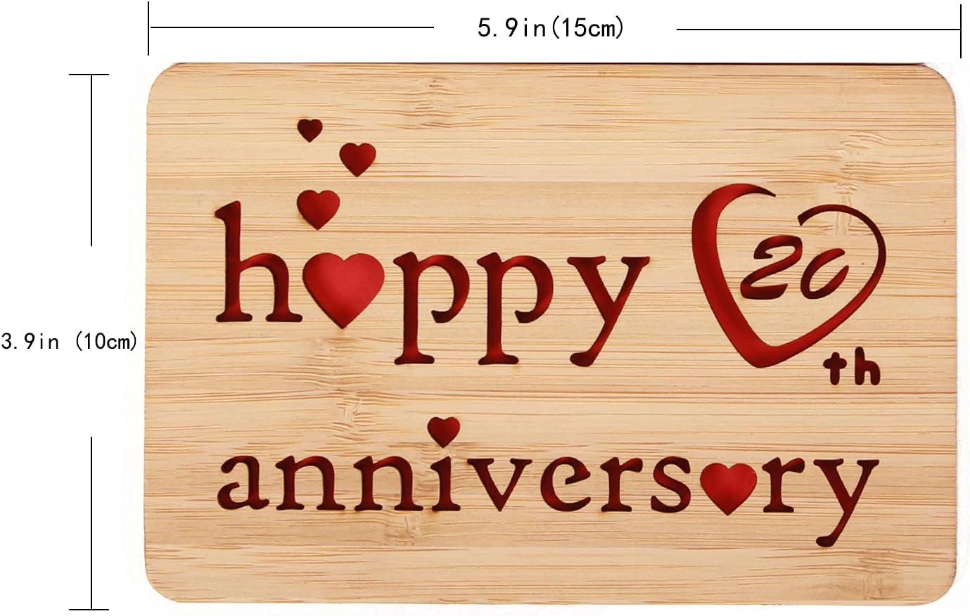 Wooden 20th Anniversary Card,Handmade 20 Years Wedding Anniversary Greeting Cards,20th Pottery anniversary card for Her,Him,Husband,Wife