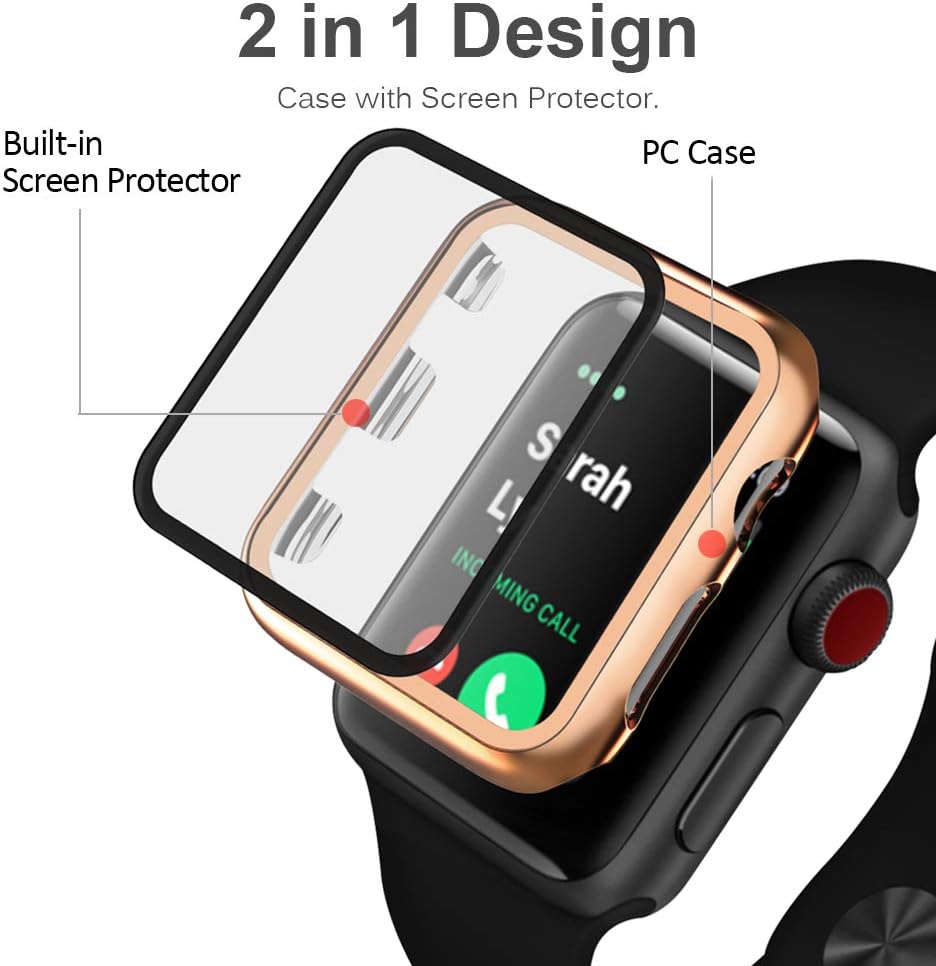 Miimall Compatible with Apple Watch SE Series 6 5 4 Case with Screen Protector 40mm, Full Coverage Shockproof Tempered Glass Screen Protector Hard PC Cover Case for Apple Watch 40mm Series SE 6 5 4