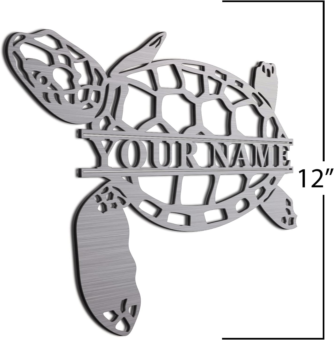 Metal Personalized Sea Turtle Sign | Door hanger | Family Name Sign | Gift for Beach House | 12" Brush 0005
