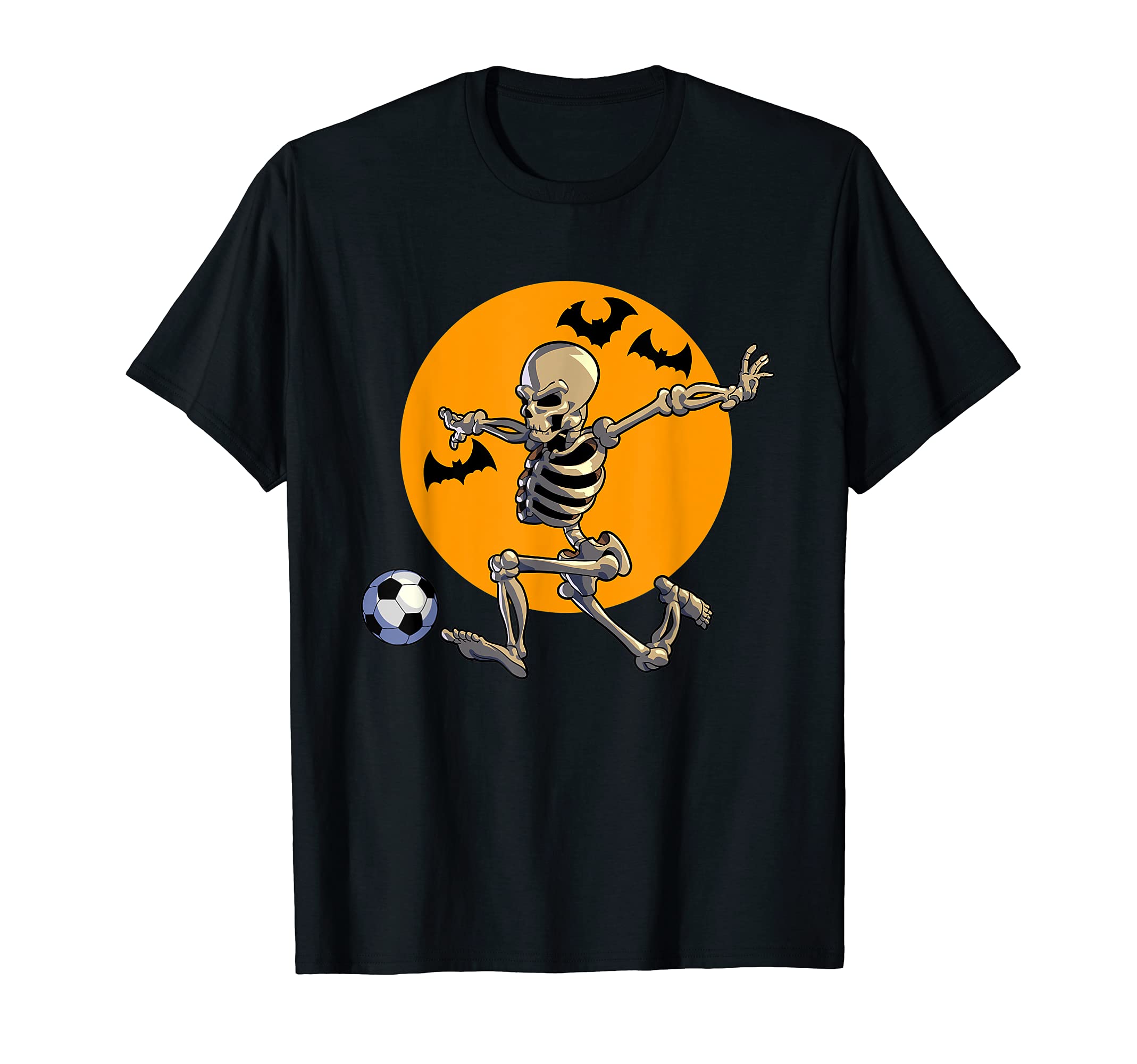 SPOOKY BeardedClothSoccer Skeleton Halloween Men Boys Soccer Player Halloween T-Shirt