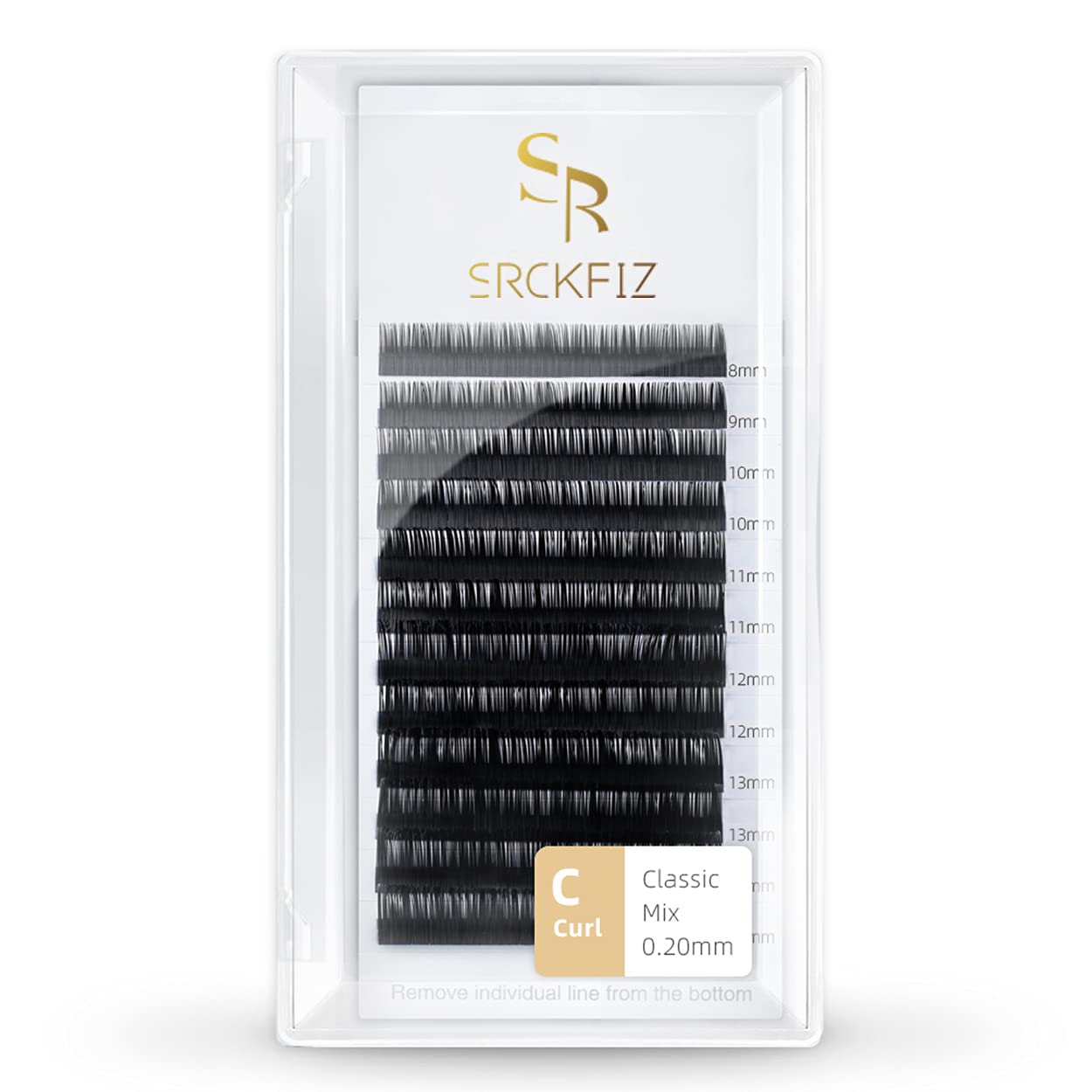 SRCKFIZ C Curl Lash Extensions Silk Individual Eyelashes Faux Mink Eyelash Extensions Classic Silk Eyelash Extensions 8-15mm Mix Length Volume Eyelash Extensions Supplies (C-0.20, 8-15mm)