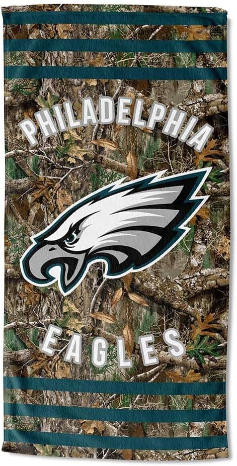 Image of NORTHWEST NFL Philadelphia Eagles Unisex-Adult Beach Towel, 30 inch x 60 inch, Realtree Camo Stripes (Pack of 6)