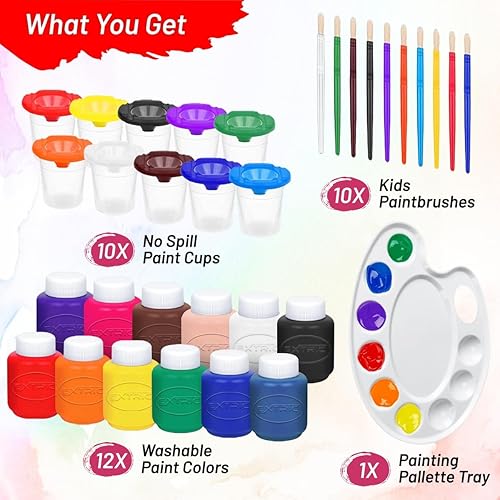 Miniatura 2 de Juego de pintura para niños  Pintura para niños con suministros de arte para niños  12 pinturas lavables para niños, 10 vasos de pintura con