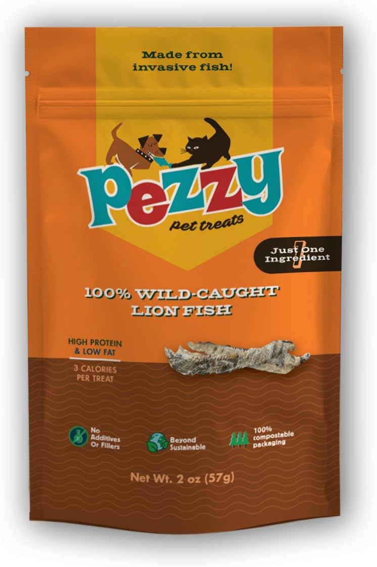Pezzy Pets Lionfish Sticks for Dogs and Cats, All Natural, Sustainable, Rare Nutrient Pet Treat or Meal Topper