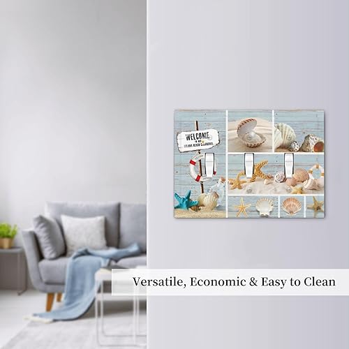 Vista 805 de Cubiertas decorativas de salida de estrella de mar playera, tablero de madera azul de concha de mar de 1 banda, decoración individual GFCI, placa