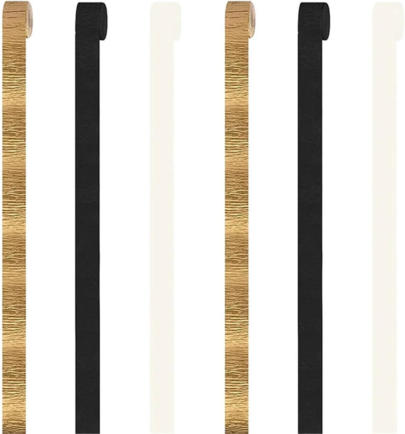 Crepe Paper Streamers 12Roll Black Gold Birthday Party Streamer Rolls Decoration Crepe Paper Gold Garland for Xmas New Year Backdrop Decor