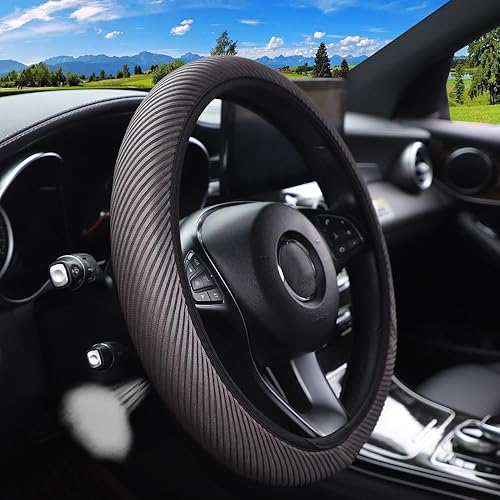 Funda elástica extensible transpirable para volante, fresca en verano y cálida en invierno, tela de microfibra suave de seda de hielo, universal