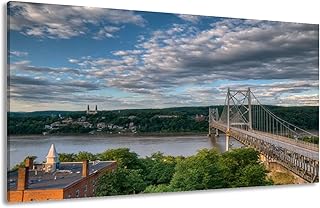 Canvas Wall Art Prints Hudson Valley NY Walkway Hudson Large Framed Artwork Wall Paintings Pictures Posters 20"x40" Wall Decor for Living Room Office Bedroom
