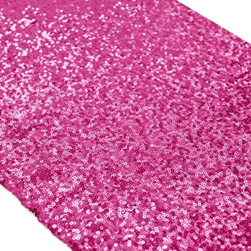 Fuchsia Bridal Shower Decorations 14'' x 108'' Sequin Table Runners 3pcs Hot Pink Rectangle Party Supplies -0725S…