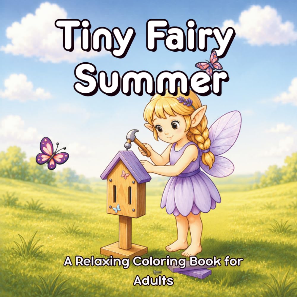 Tiny Fairy Summer: A Relaxing Coloring Book for Adults featuring Cozy Summer Scenes and Playful Fairycore Moments (Sweet and Cozy Fairy Series)