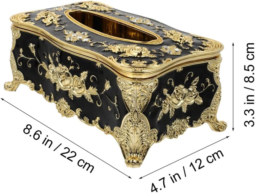 Luxury European Style Acrylic Tissue Box Napkin Case Holder Box Paper Rack Home Office Table Decoration (Color : Gold Size : 8.65 * 4.72 * 3.34cm) (Gold 22.00 * 12.00 * 8.50cm) image 2