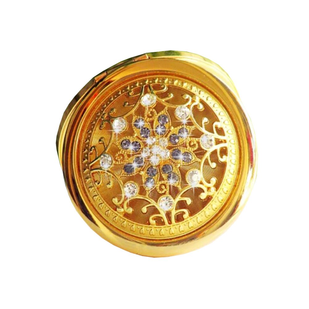 Miroir à main cosmétique de poche pliable et miroir de maquillage doré