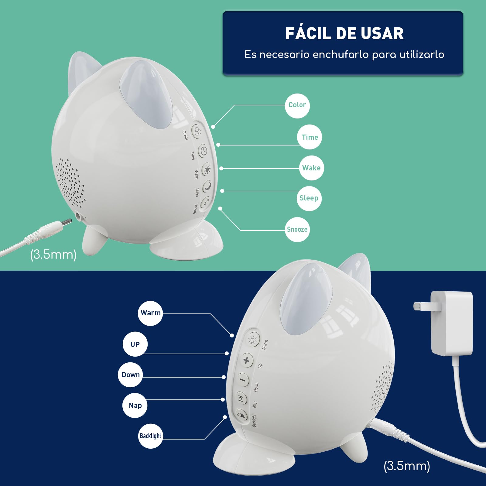 I·CODE Reloj Despertador Infantil, Entrenador del Sueño Infantil con Emoji y Luz Nocturna, Adorable Reloj Despertador para Niñas y Niños Primero en la Escuela