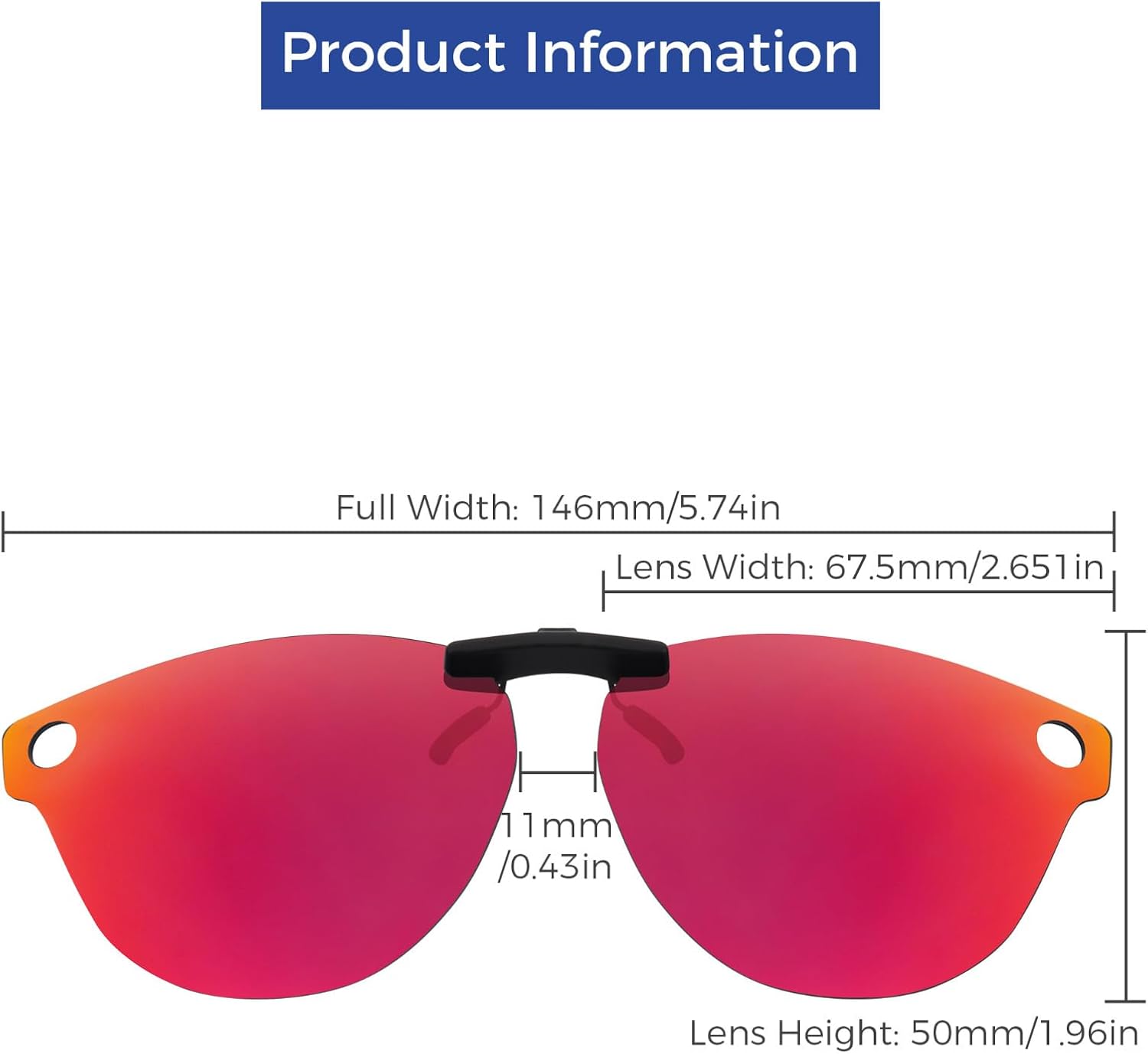 Polarized Clip-on Sunglasses for Ray-Ban Meta Wayfarer RW4009 & Gen 2 RW4013 50mm for Men Women UV Protection-Midnight Sun image 3