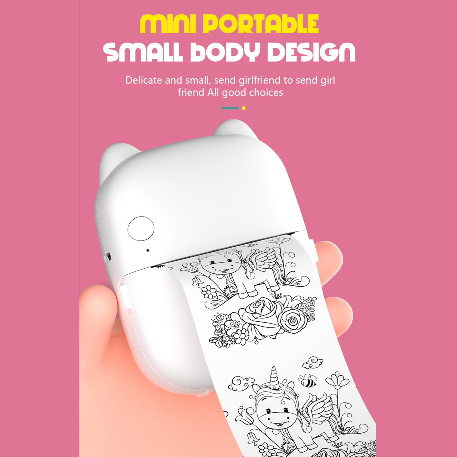 Mini Stampante Fotografica Termica Istantanea Tascabile per e IOS, Macchina per Etichette Adesive Wireless Scrapbook Fai da Te, Diario - Stampante Fotografica Portatile Impiegati e Studenti -